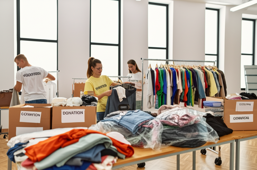 Clothing donations being organized